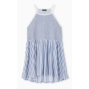 Smocked High Neck Babydoll Tank